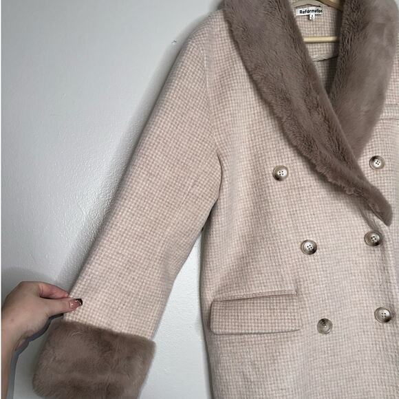 Reformation Lester Double Breasted Trench Coat Tan/Beige Size Small Relaxed Fit - Picture 4 of 12